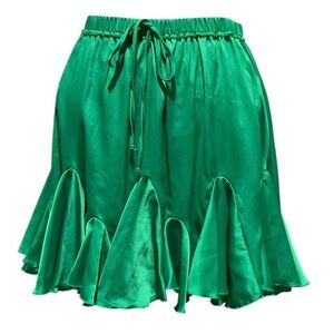 Umgee Satin Ruffle Mini Skirt